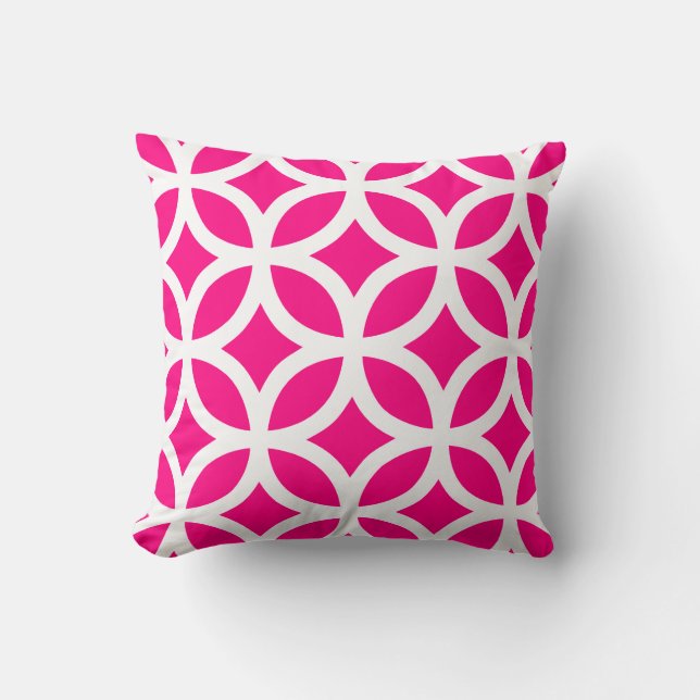 Kussen met geometrisch patroon in hete roze (Voorkant)