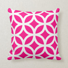 Kussen met geometrisch patroon in hete roze