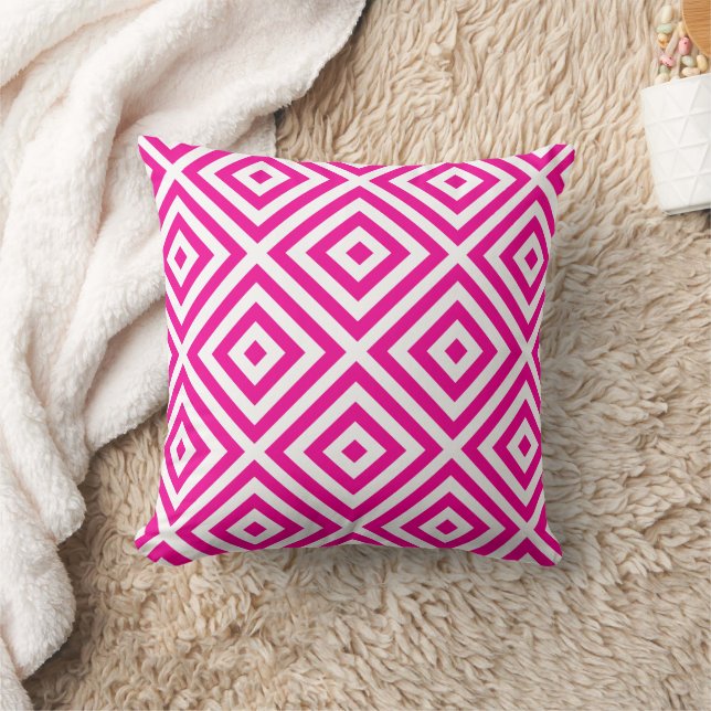 Kussen met hete roze diamantpatroon (Deken)