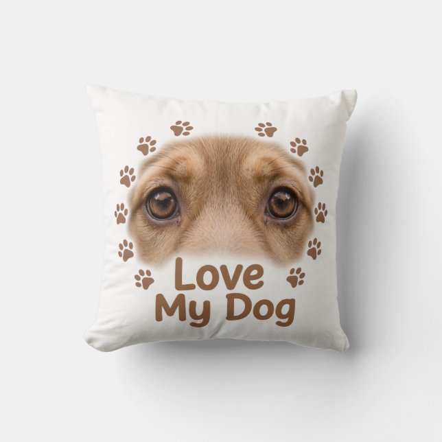 Kussen met 'Ik hou van mijn hond' tekst (Voorkant)