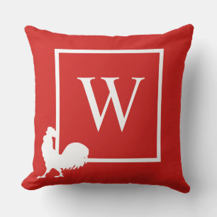 Kussen met initiële monogram kip landelijke decora