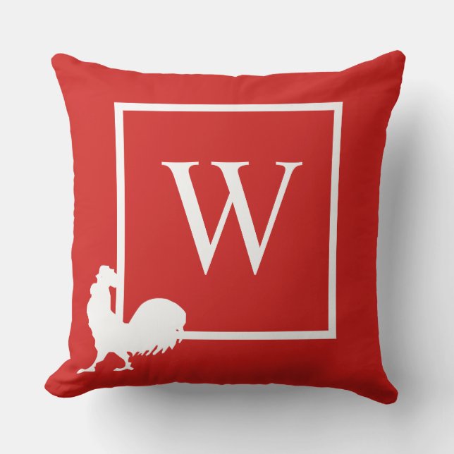 Kussen met initiële monogram kip landelijke decora (Voorkant)