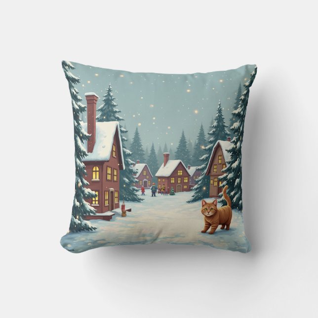 Kussen met kerst en kat (Voorkant)