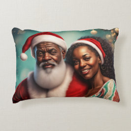 Kussen met Kerstman en Mevrouw Claus accent