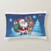 kussen met kerstman en rendieren (Voorkant)