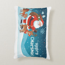 kussen met kerstman en rendieren