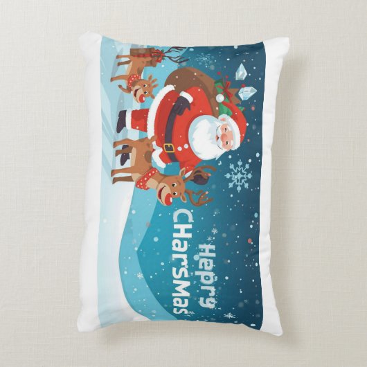 kussen met kerstman en rendieren (Achterkant (Verticaal))