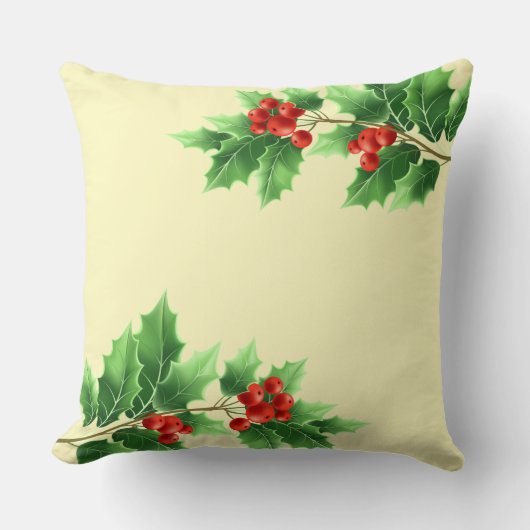 Kussen met kerstmotief - hulst (Voorkant)