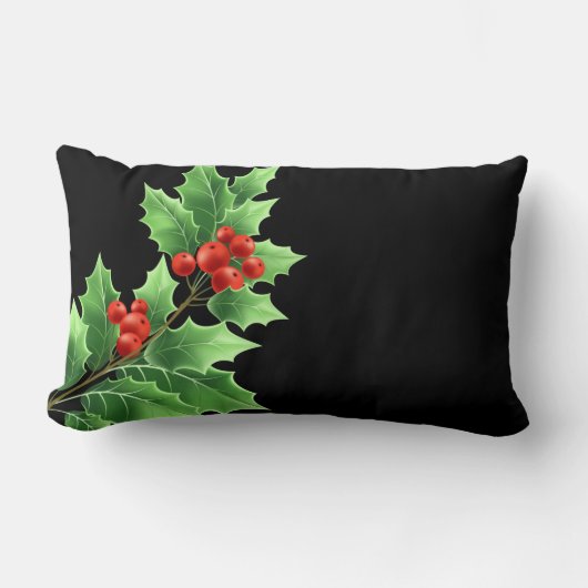 Kussen met kerstmotief - hulst (Voorkant)