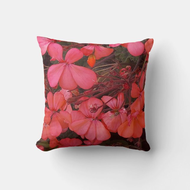 Kussen met kleine rode bloemetjes met vriendelijk  (Voorkant)