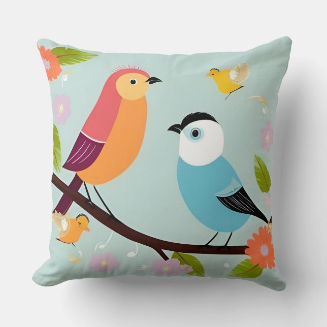 Kussen met leuke vogel Cartoon Huisdecoratie (Voorkant)