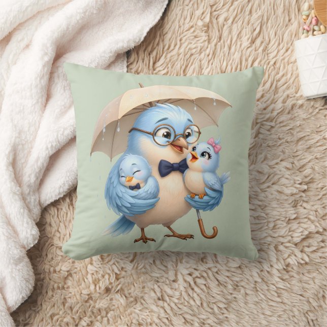 Kussen met leuke vogel voor vader (Deken)
