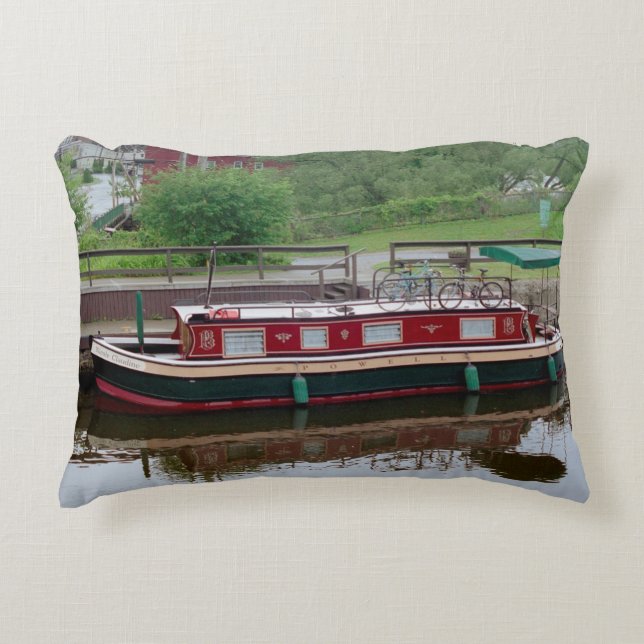Kussen met motief van Erie Canal Boot (Voorkant)