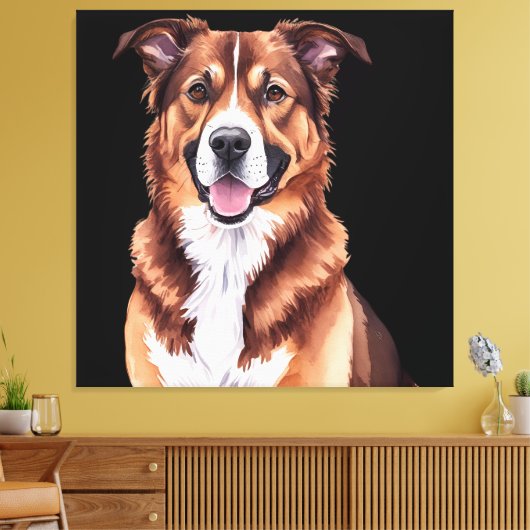 Kussen met op maat gemaakte huisdierportret – Wate Canvas Afdruk (Insitu (Woonkamer))