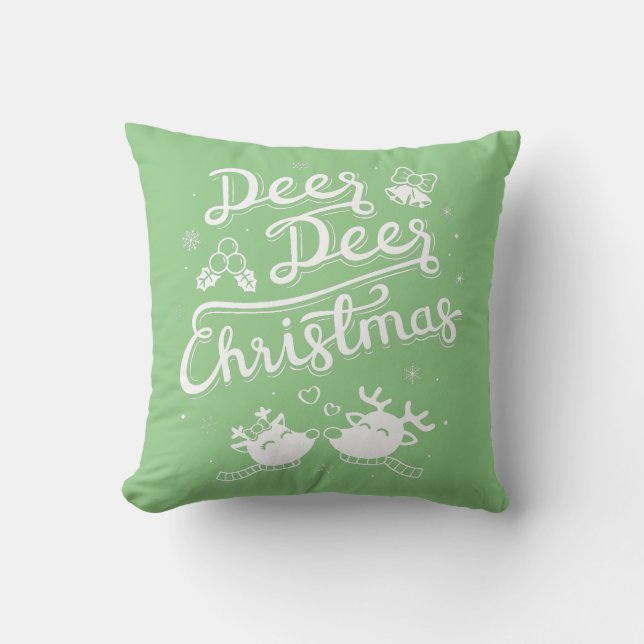 Kussen met rendier Kerst typografie woordgrap (Voorkant)