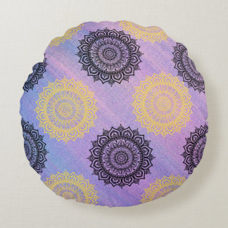 Kussen met Ronde gele en zwarte bloemen