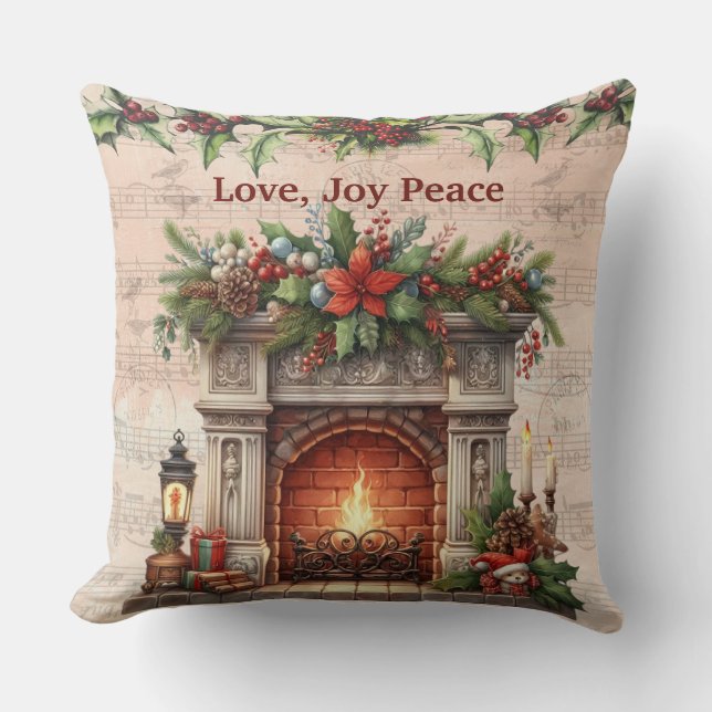 Kussen met spreuk Love, Joy, Peace (Voorkant)