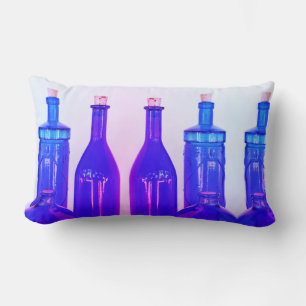 Kussen met verschillende vormen blauwe kurken fles