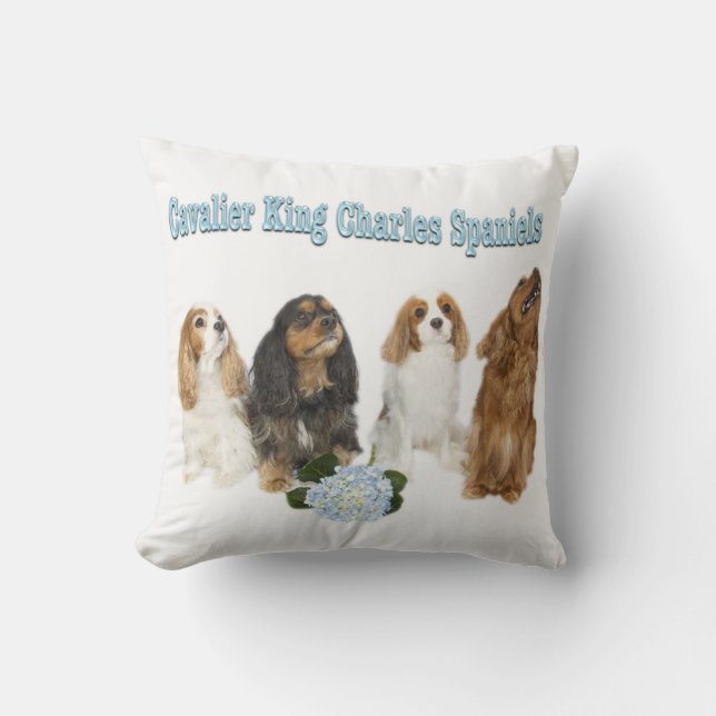 Kussen met vier Cavalier King Charles Spaniels (Voorkant)