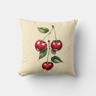 Kussen met vintage kersenillustratie