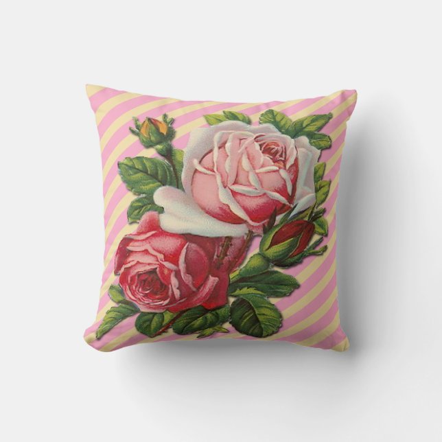 Kussen met vintage rozen (Voorkant)