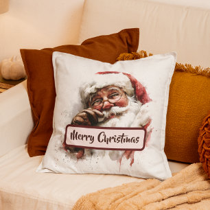 Kussen met vintage Santa-foto en Merry Christmas-t