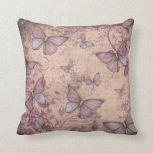 Kussen met vintage stijl bloemen en vlinders