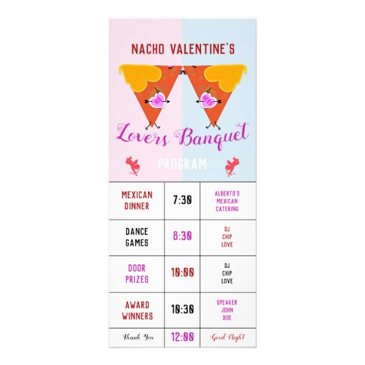 Kussen Nacho Valentijnsprogramma/Menu Reclamekaart (Voorkant)