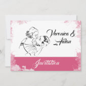 Kussen paar bruiloft uitnodiging (Voorkant)
