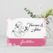 Kussen paar bruiloft uitnodiging (Staand voorkant)