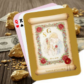 Kussen paar Monogrammed, Goud, Trouwrol Pokerkaarten