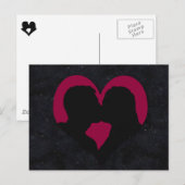 Kussen Paar Silhouet op Rood Hart Briefkaart (Voorkant / Achterkant)