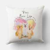 Kussen 'Paws Make Life Better' – Schattig trio van (Achterkant)