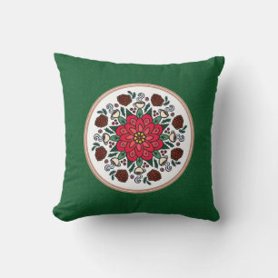 Kussen Poinsettia & Denneappels Mandala