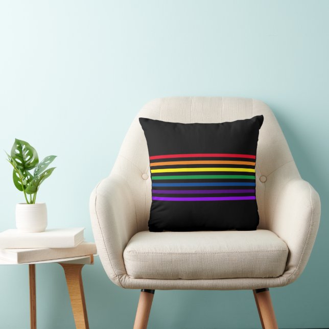 Kussen - Regenboog Kleurige Strepen (Stoel)