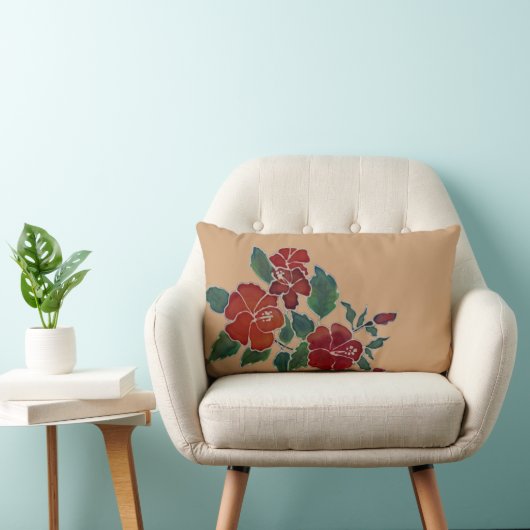 Kussen - Rode Hibiscus bloemen (Stoel)