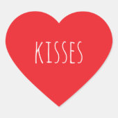 'Kussen' Rood Witte Trouwzegel Hart Sticker (Voorkant)