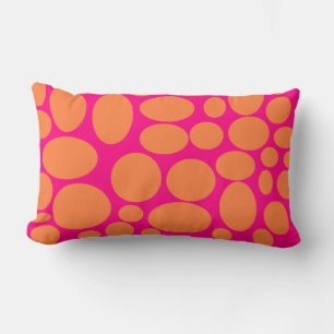 Kussen, (roze en sinaasappel) polka dot! kussen