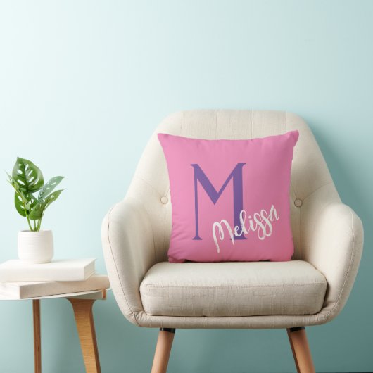KUSSEN roze monogram naam personaliseren minimaal (Stoel)
