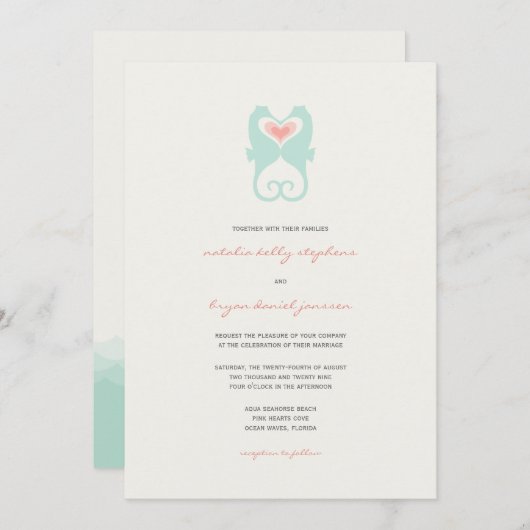 Kussen Seahorses Liefde Harten Strand Zomer Bruilo Kaart (Voorkant / Achterkant)