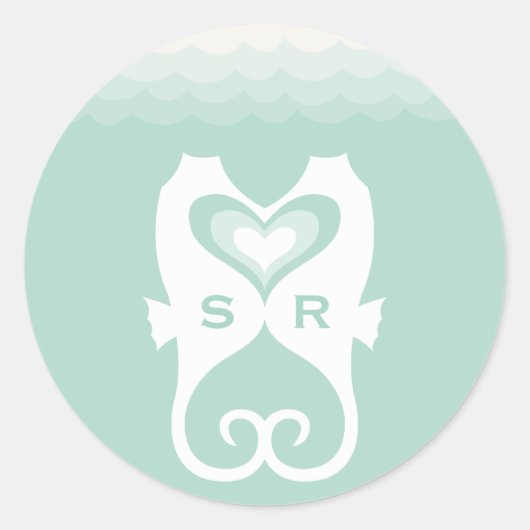 Kussen Seahorses Liefde Harten Strand Zomer Bruilo Ronde Sticker (Voorkant)