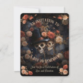 Kussen Skeletten RSVP Gotische Bruiloft Kaart (Voorkant)