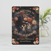 Kussen Skeletten RSVP Gotische Bruiloft Kaart (Staand voorkant)