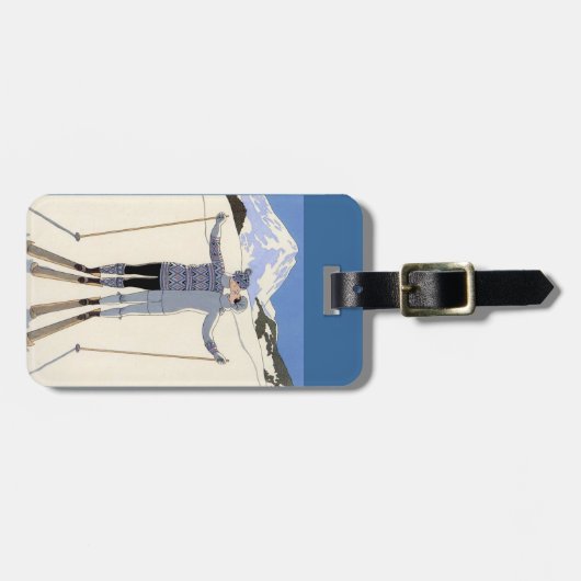 Kussen skiërs - Vintage Travel poster Bagagelabel (Voorkant horizontaal)