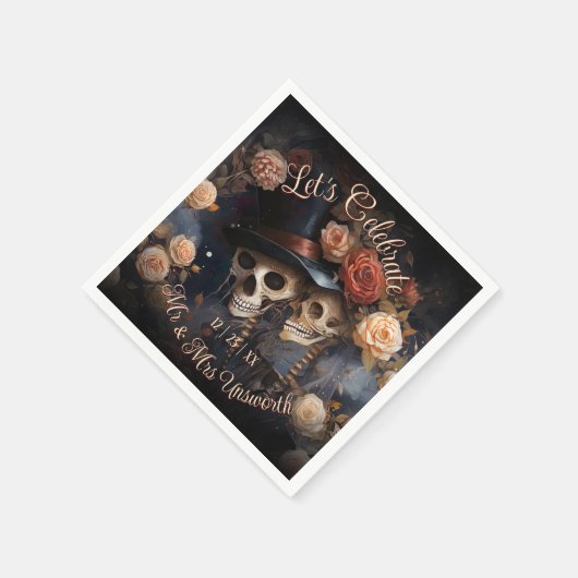 Kussen Skulls Laten we bruiloft servetten vieren (Hoek)