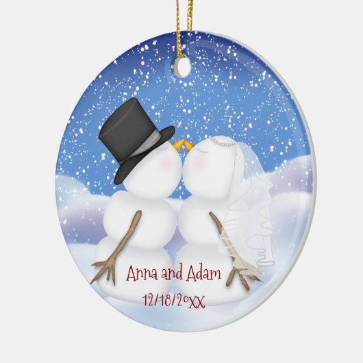 Kussen Sneeuwmannen Bruid en bruidegom Keramisch Ornament (Links)