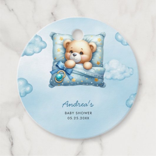 Kussen Teddy Bear Baby shower Bedankjes Labels (Voorkant)