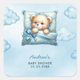Kussen Teddy Bear Baby shower Vierkante Sticker