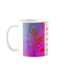 Kussen toeblazen. Kusjes voor jou koffiemok