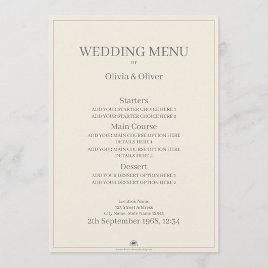 Kussen Trouwpaar in Monochroom Menu (Achterkant)